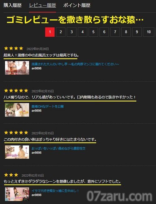 av9898で書いた具体的なレビュー一覧