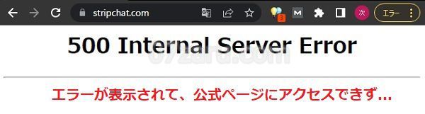 stripchatで起きた通信障害(サーバーエラー)