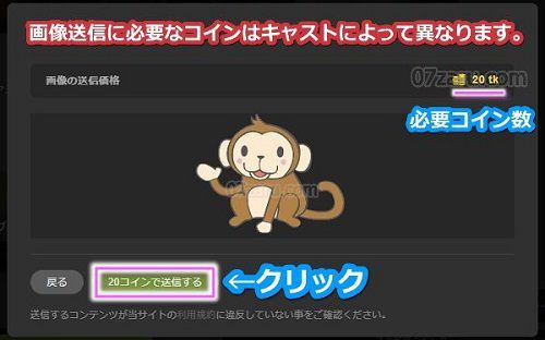 stripchatでキャストに自分の写真を送る手順3