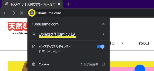 天然むすめのトップページはSSL化されている